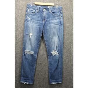 Adriano Goldschmied AG Ex Boyfriend Slouchy Slim Jeans size 27R Blue Distressed